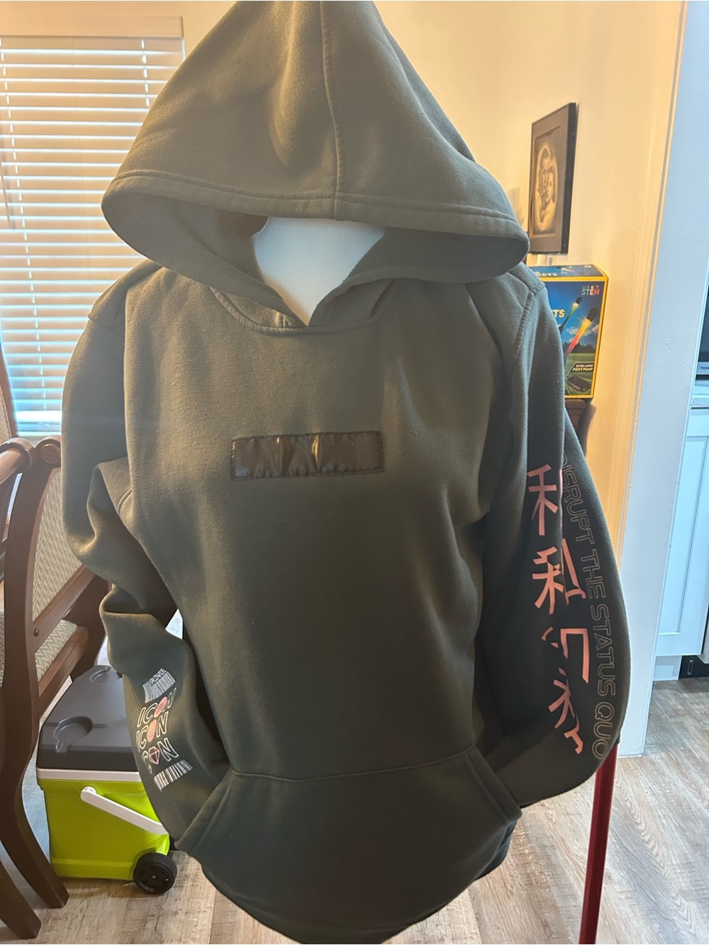 Brooklyn Cloth Olive Green Hooded Pullover with Sleeve Graphics